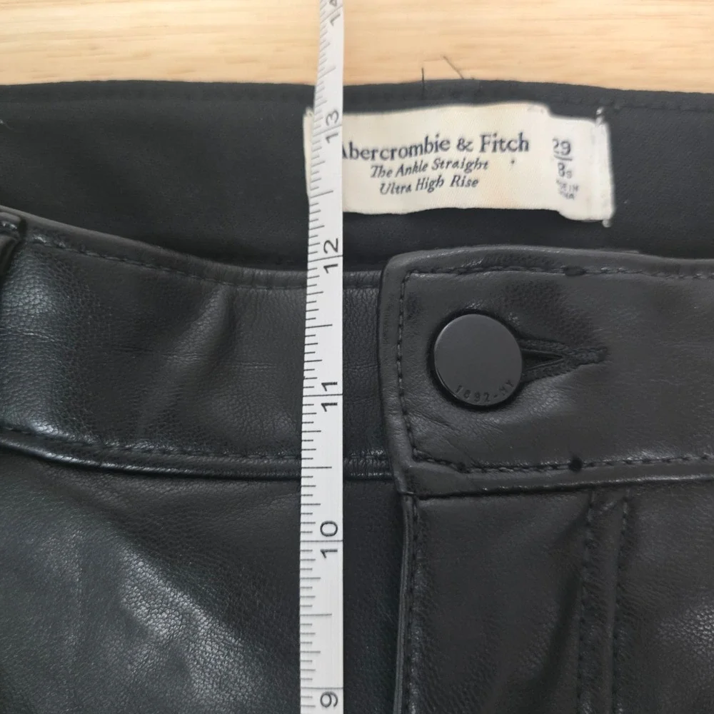 Abercrombie‎ & Fitch Black Faux Leather Ultra High Rise Straight Pants Size 29 S